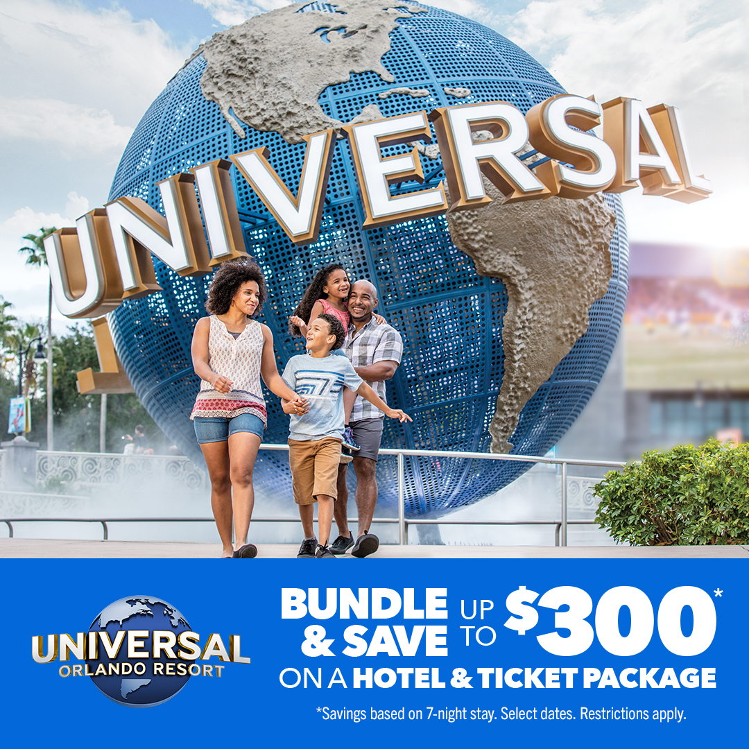 Bundle & Save Up To $300 On A Universal Orlando Resort Hotel & Ticket Package Bundle and Save up to $300 - Social - Globe Shot