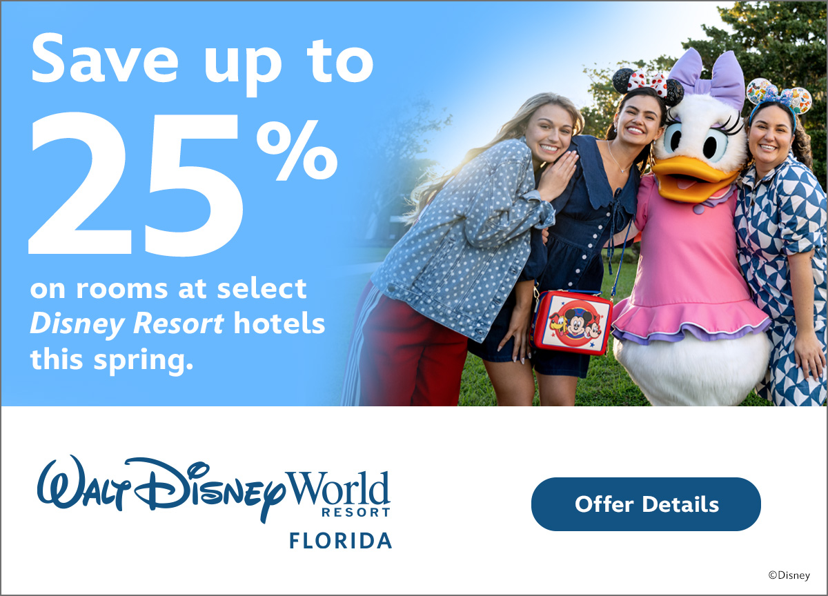 Save Up to 25% on Rooms at Select Disney Resorts Collection Hotels FY25_CAN_CanRes_RmOffer_1200x864_V1